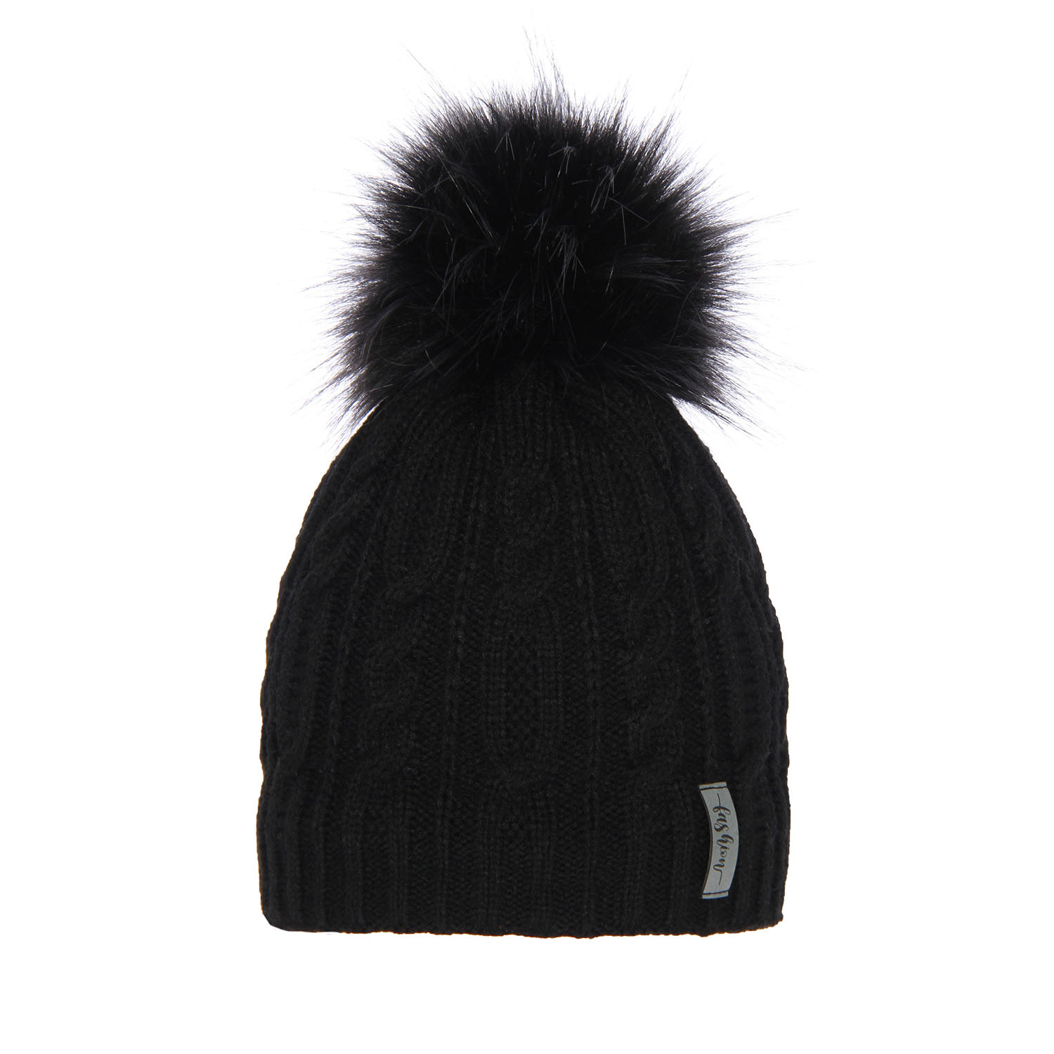 Dam vintermössa, svart, med pompom, Mirka