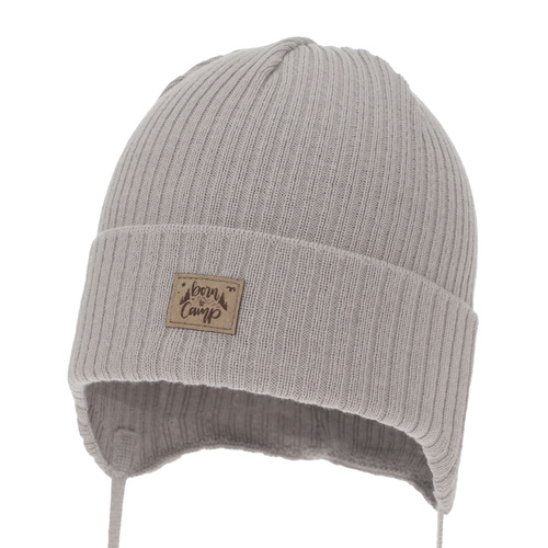 Pojke höst/vår mössa, beige, med knytband, med bomull, Fenris