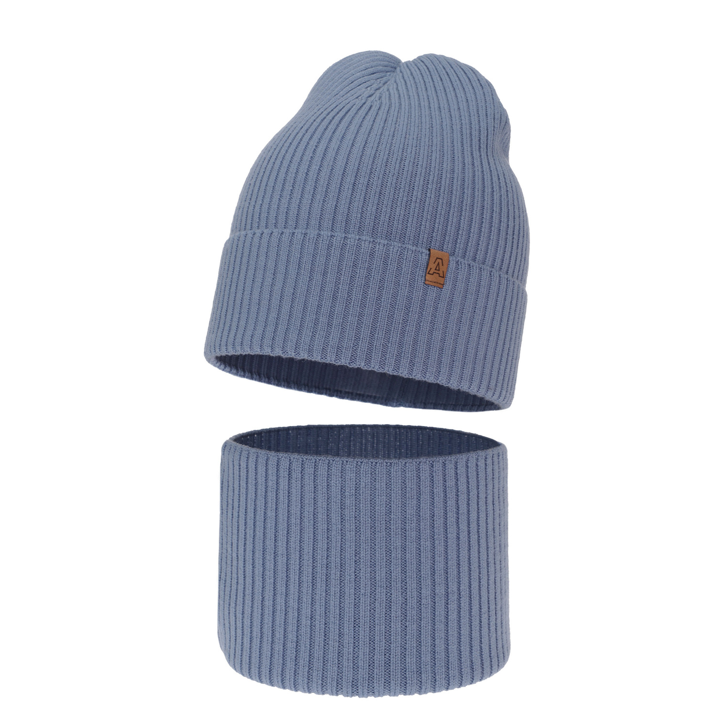 Pojke höst/vår set: mössa och tubhalsduk, blå, 100% Merino Ull, Lemas
