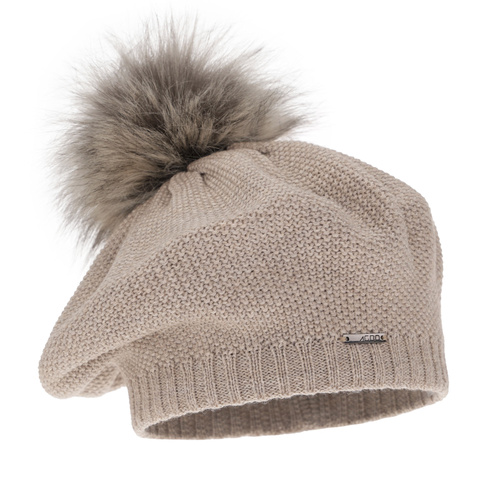 Dam vintermössa, beige, med merinull, Bonnie