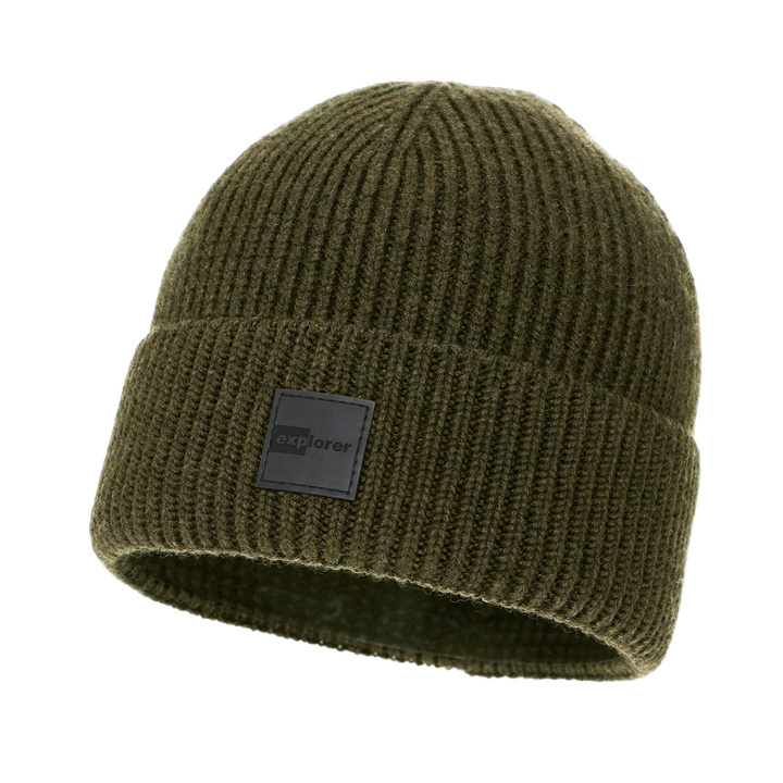 Herr vintermössa, khaki, 100% Merino Ull, Iron