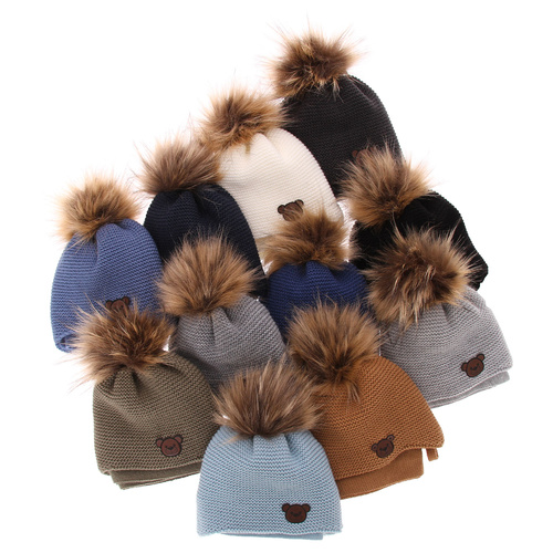 Pojke vinter set: mössa och halsduk, svart, med pompom, wiązany Banksi