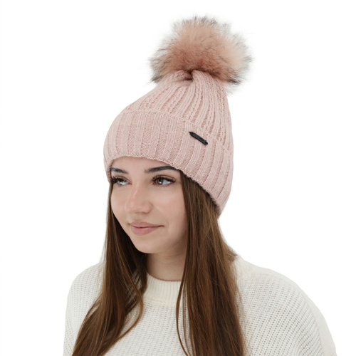 Dam vintermössa, grå, med pompom, Karizma