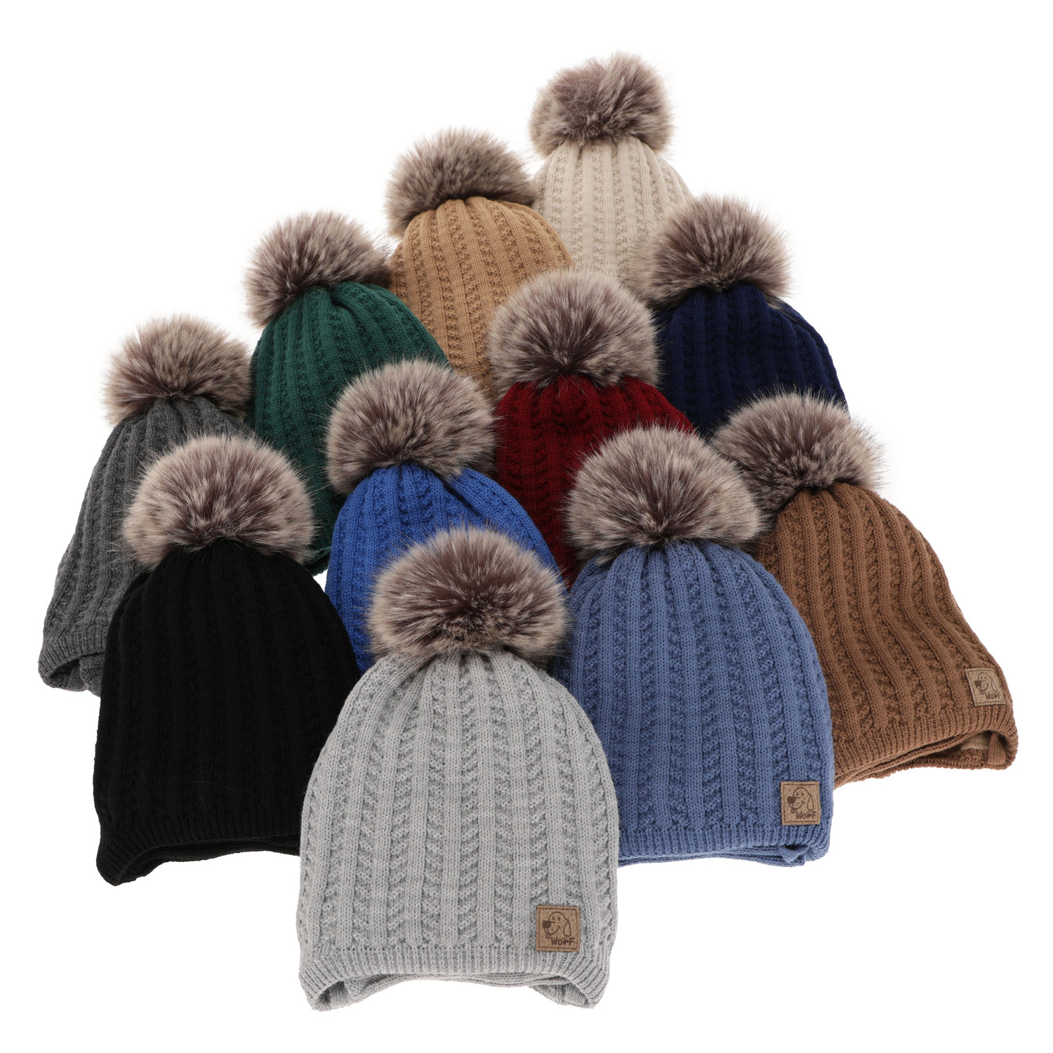 Pojke vinter set: mössa och tubhalsduk, camel, med pompom, Endo