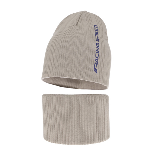 Pojke höst/vår set: mössa och tubhalsduk, beige, med bomull, Kolorado