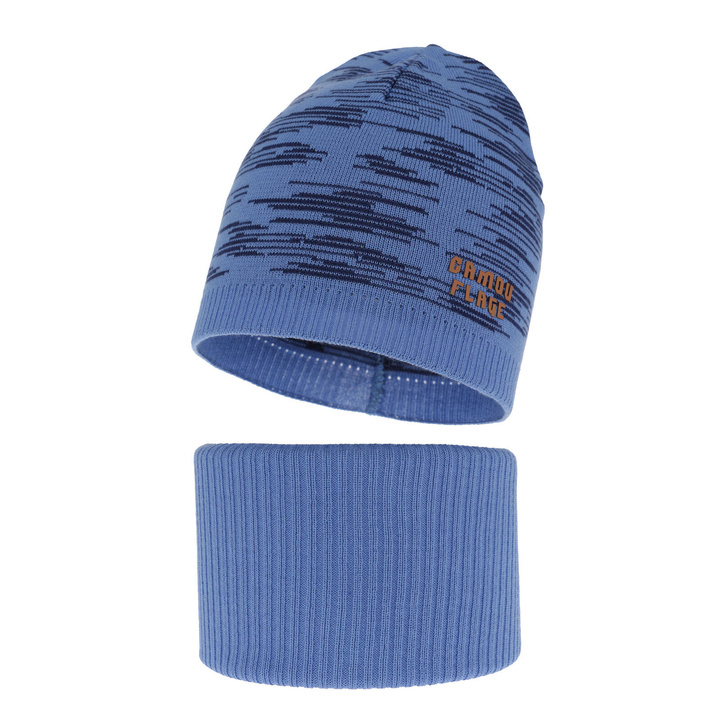 Pojke höst/vår set: mössa och halsduk, blå, med bomull, Carter