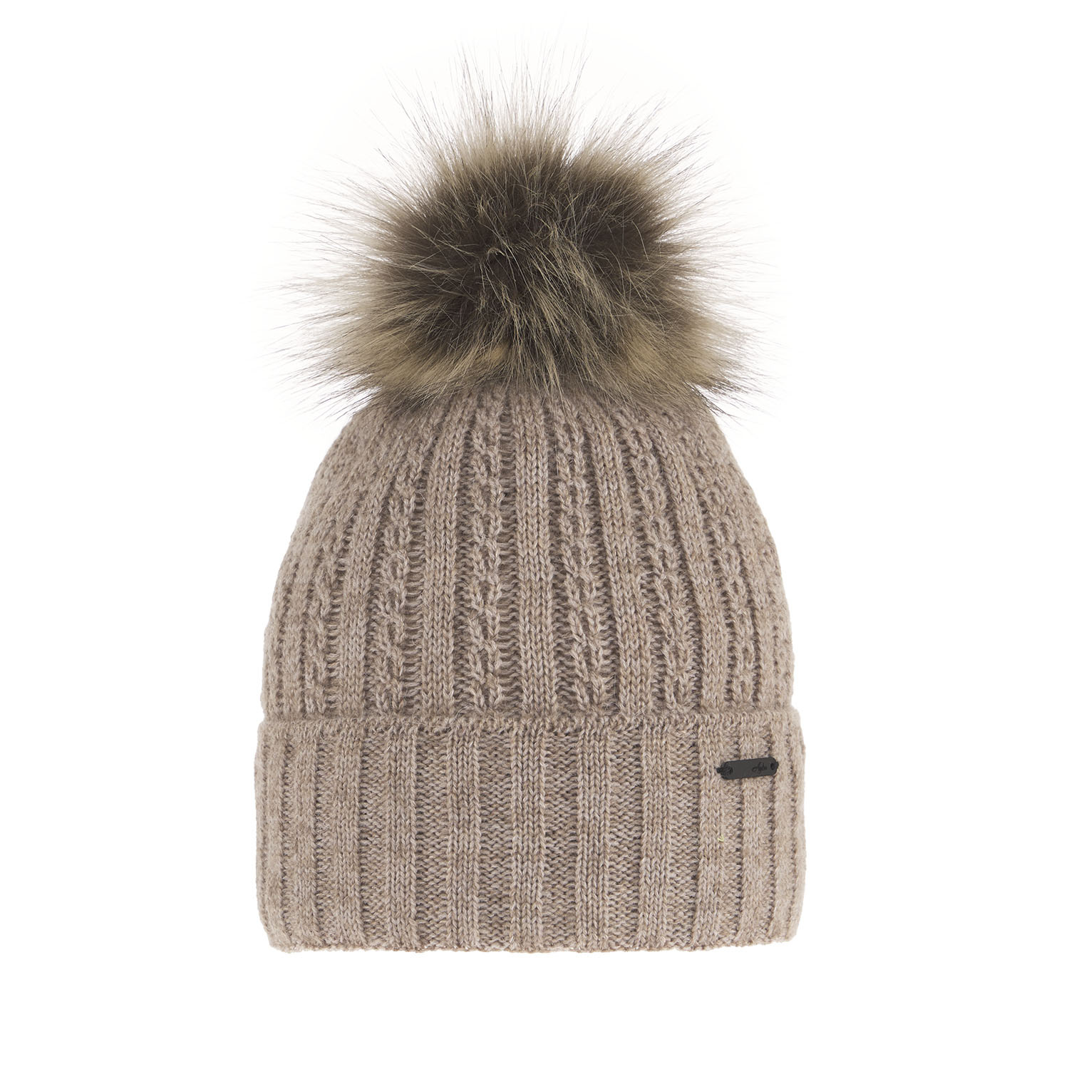 Dam vintermössa, beige, med pompom, Karizma