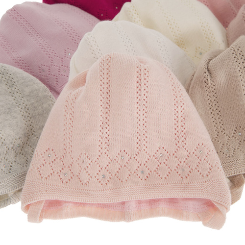 Flicka höst/vår mössa, vit, med knytband, Antila