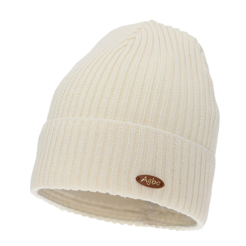 Vit dam vinter mössa med merinoull Shila