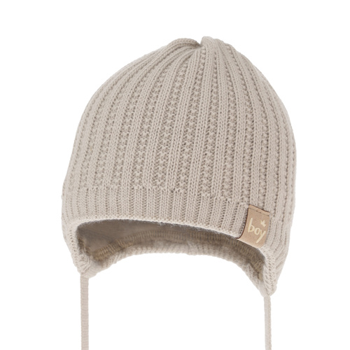 Pojke höst/vår mössa, beige, med knytband, Chico