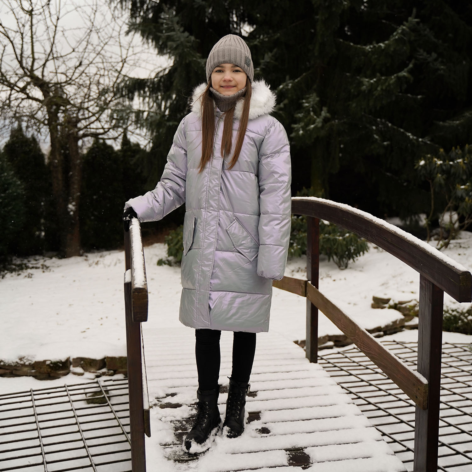 Flicka vinter set: mössa och tubhalsduk, svart, Sula