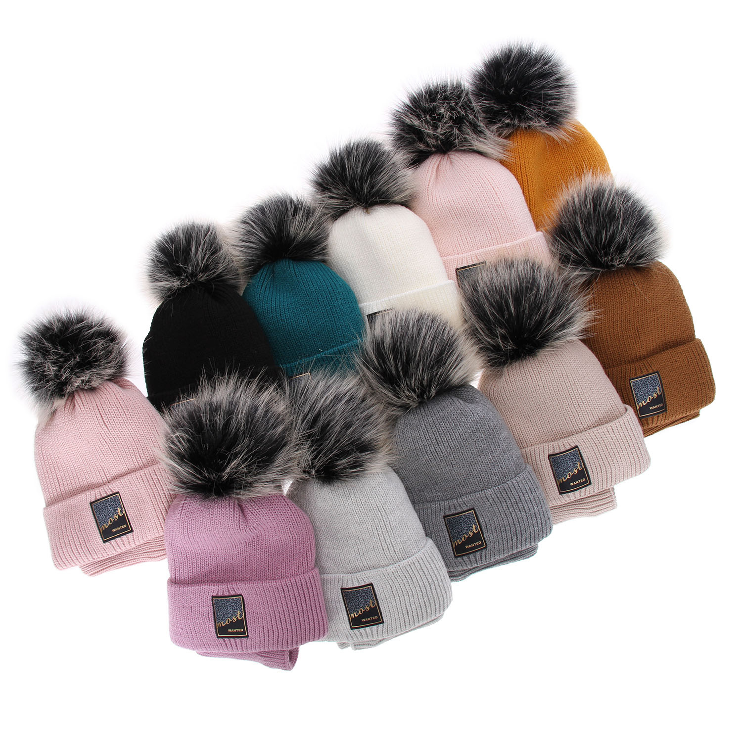 Flicka vinter set: mössa och tubhalsduk, grå, med pompom, Sycylia