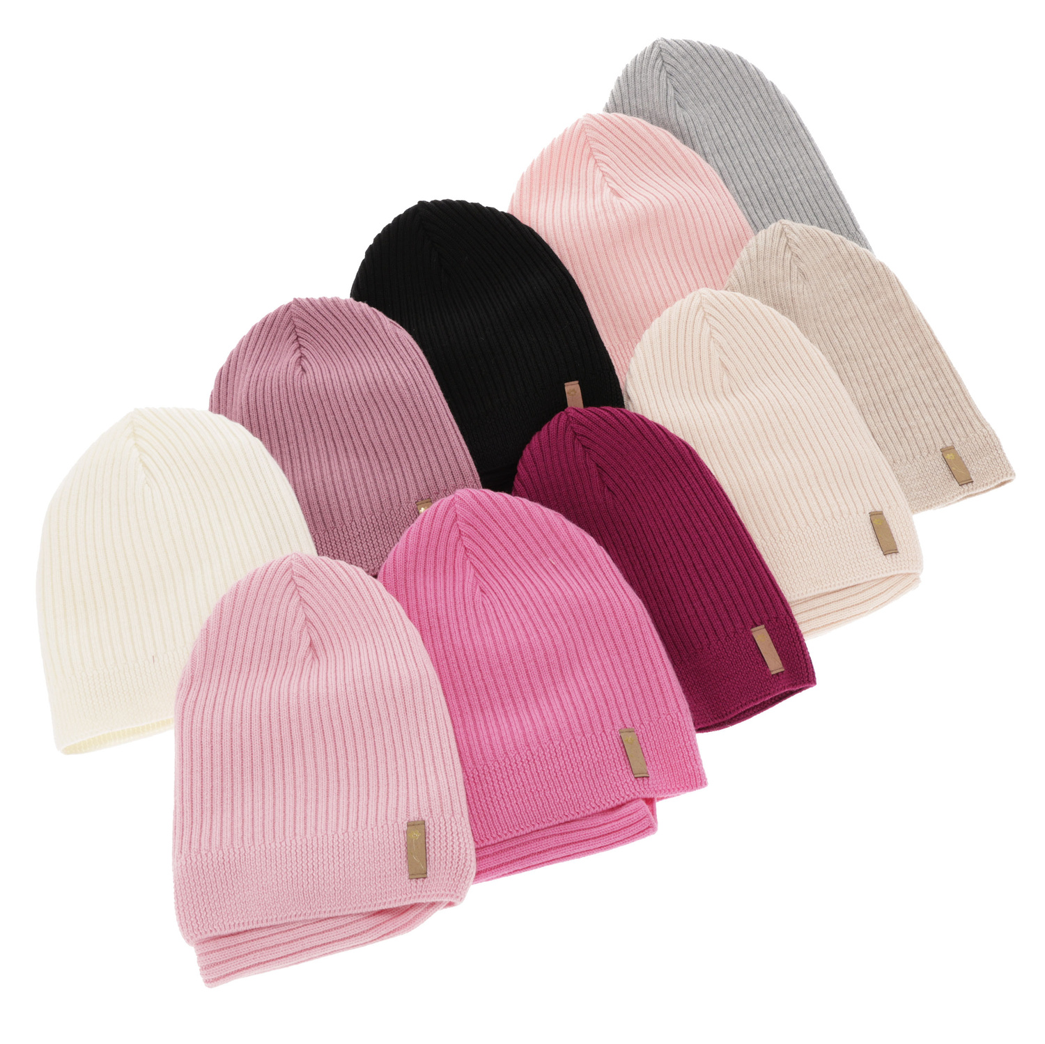 Flicka höst/vår set: mössa och tubhalsduk, rosa, 100% Merino Ull, Chelsie