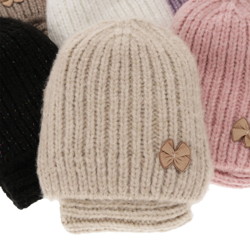 Flicka vinter set: mössa och tubhalsduk, beige, Ingrid