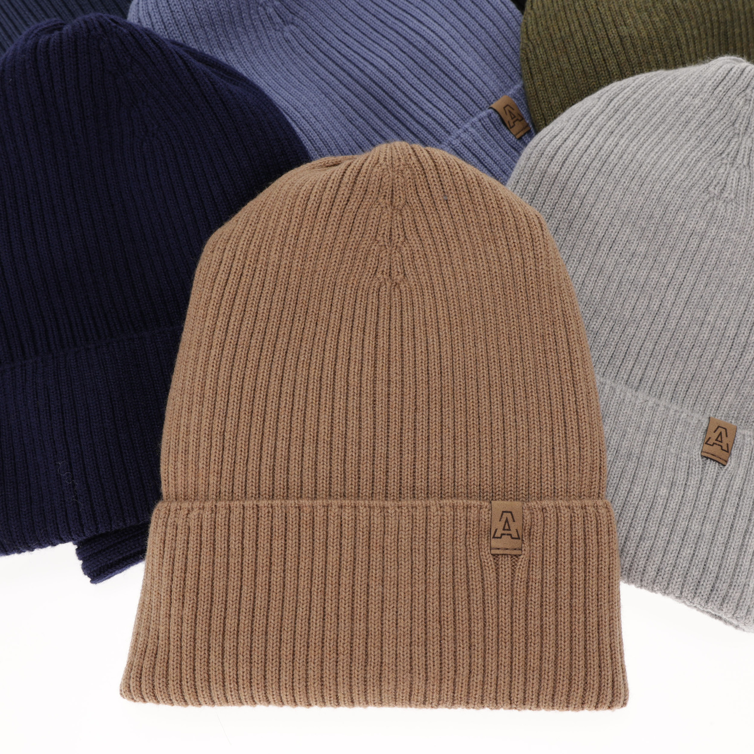 Pojke höst/vår set: mössa och halsduk, camel, 100% Merino Ull, Lemas