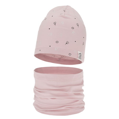 Flicka höst/vår set: mössa och tubhalsduk, rosa, fodrad med bomull, Fiora
