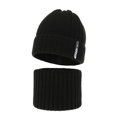 Pojke vinter set: mössa och halsduk, svart, Balaton
