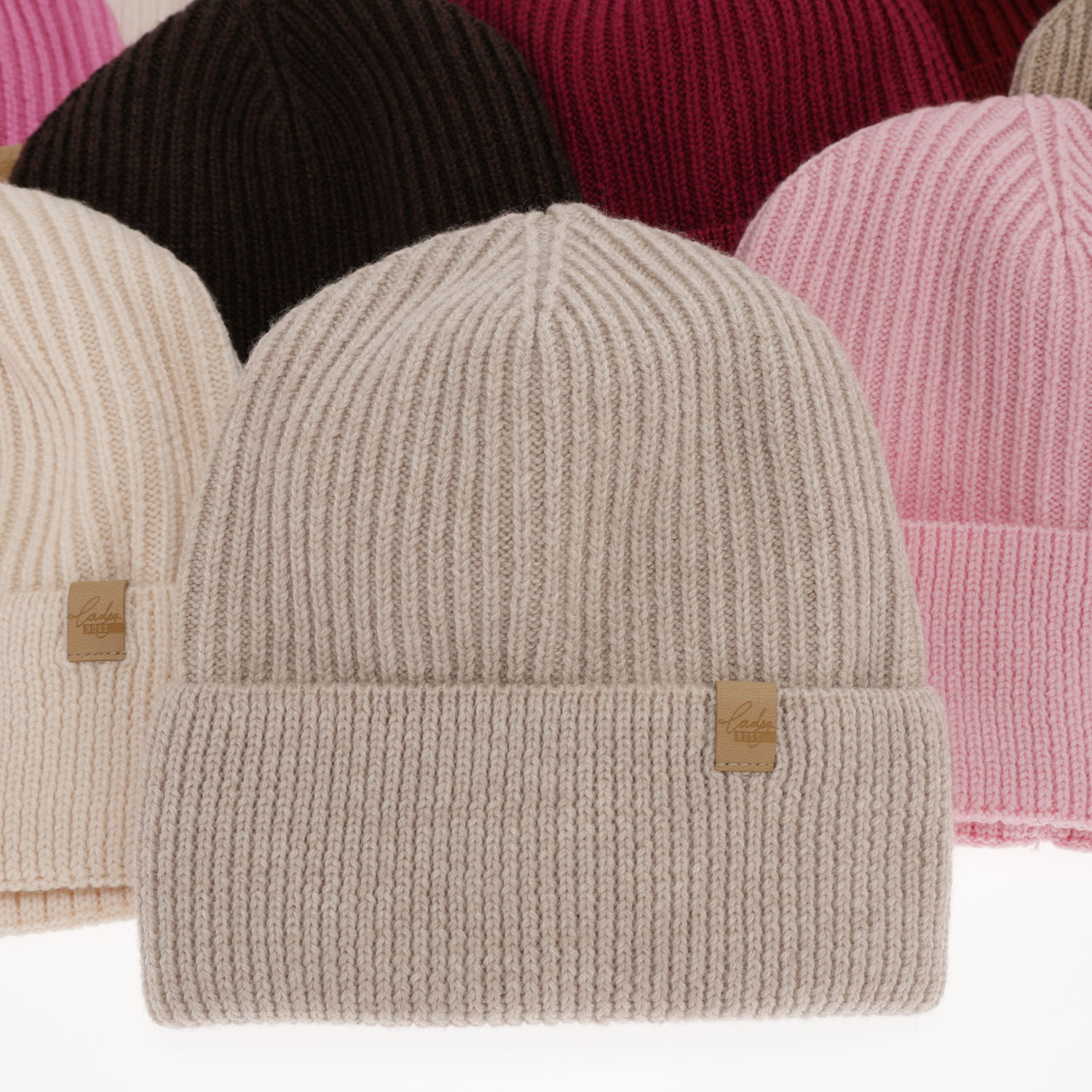 Dam vintermössa, rosa, med 100% Merino Ull, Isla