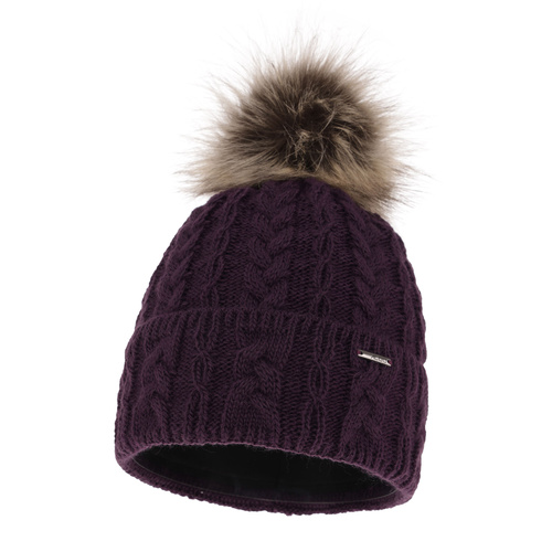 Dam vintermössa, lila, med pompom, Omega