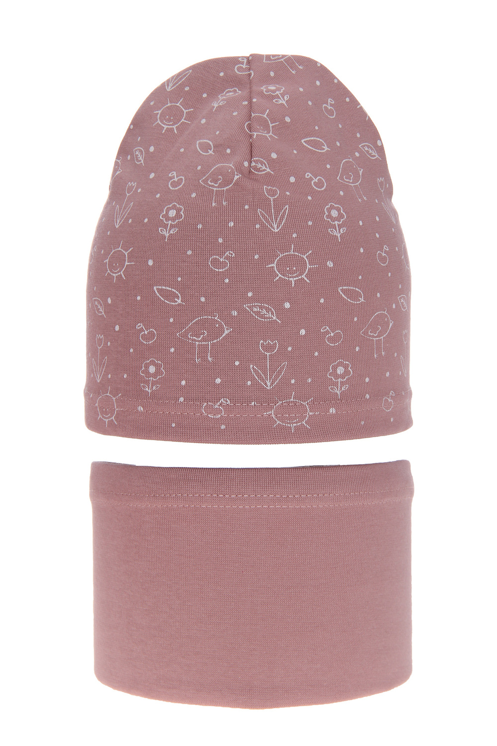 Flicka höst/vår set: mössa och tubhalsduk, lila, bomull, Sesja