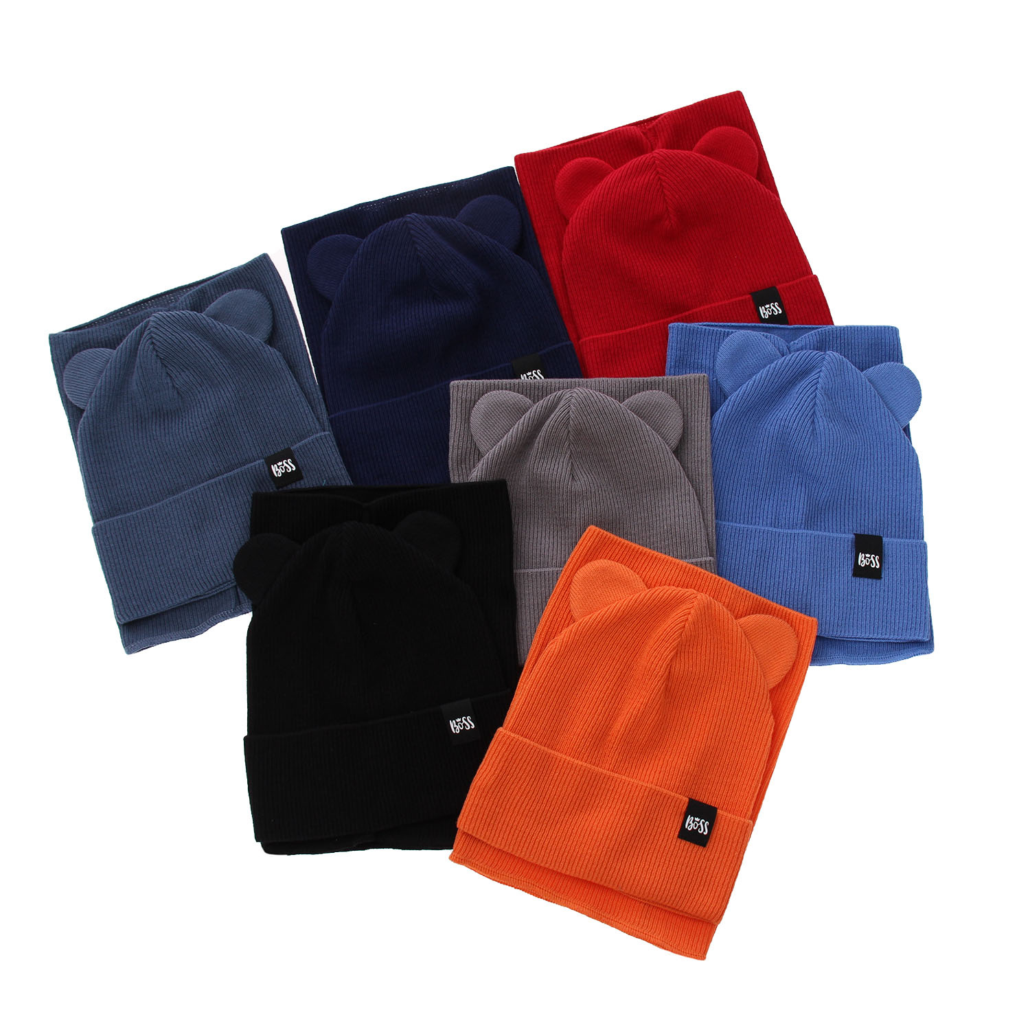 Pojke höst/vår set: mössa och tubhalsduk, beige, med bomull, Grajan