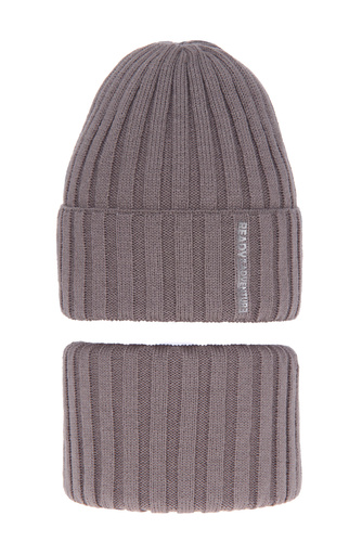 Pojke vinter set: mössa och tubhalsduk, beige, Livido