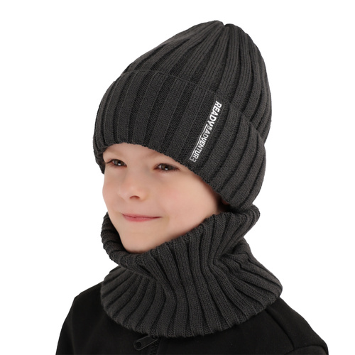 Pojke vinter set: mössa och tubhalsduk, beige, Livido
