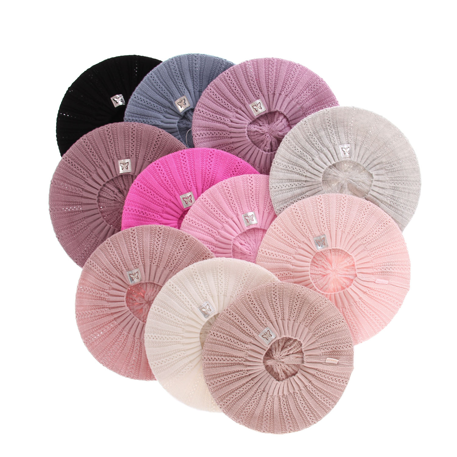 Flicka höst/vår basker, rosa, ażurowy, Luina