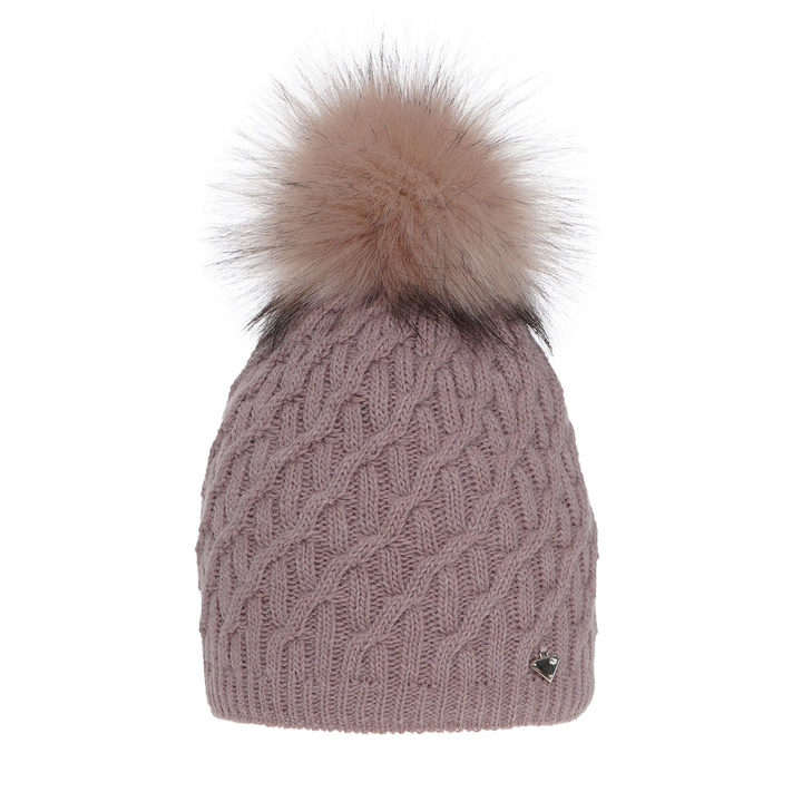 Dam vintermössa, rosa, med pompom, Kaskada