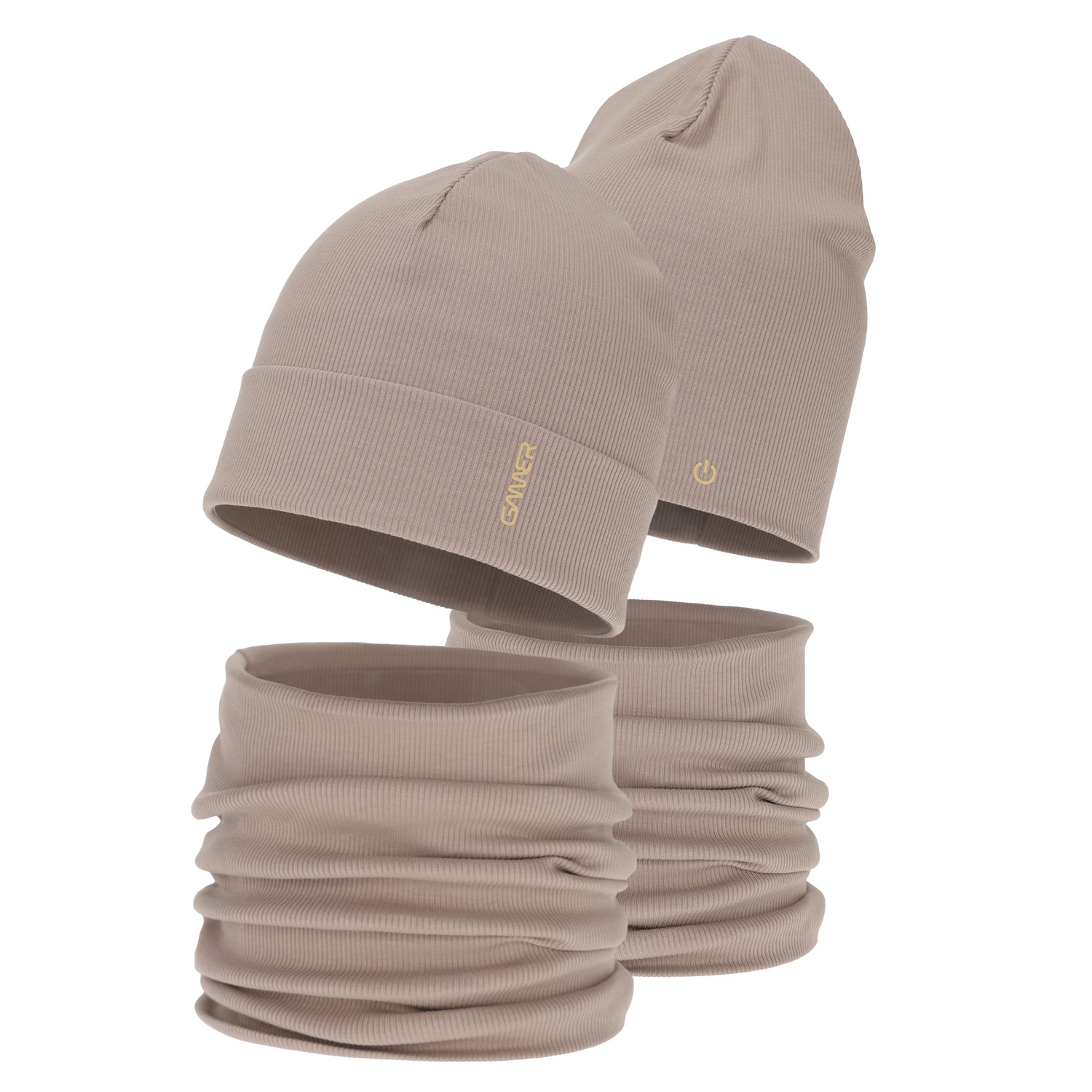 Pojke höst/vår set: mössa och tubhalsduk, bomull, beige, Desider