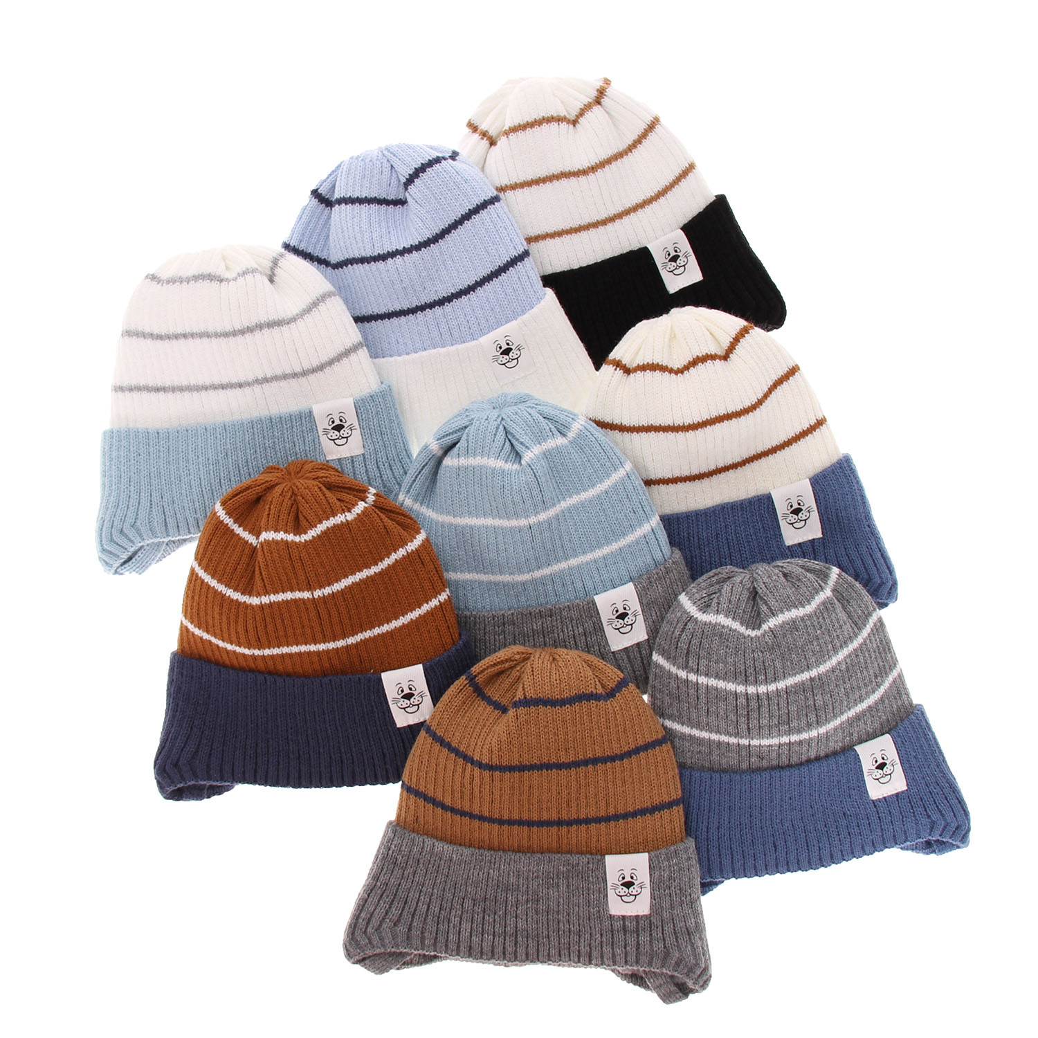 Pojke höst/vår mössa, blå, med knytband, Alvin