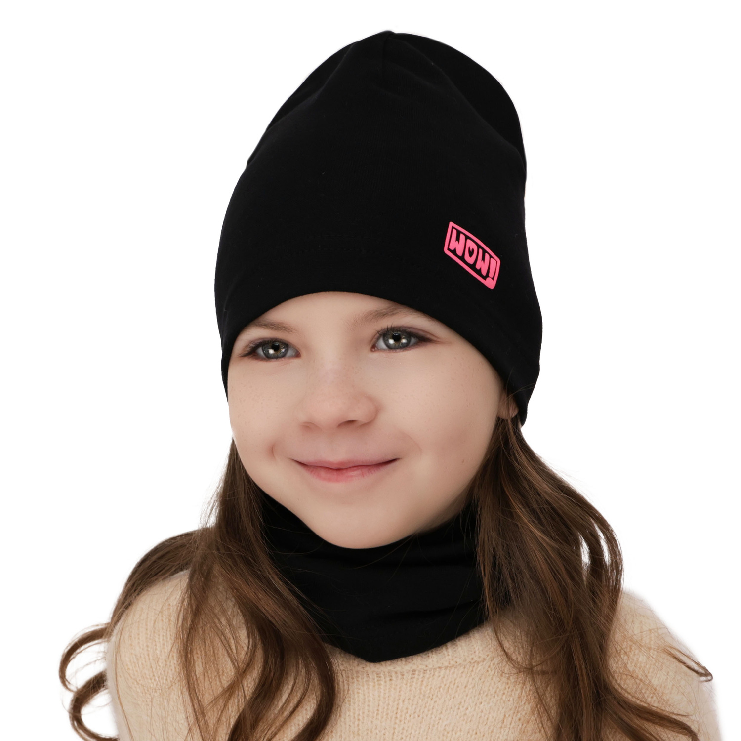 Flicka höst/vår set: mössa och halsduk, rosa, fodrad med bomull, Friza