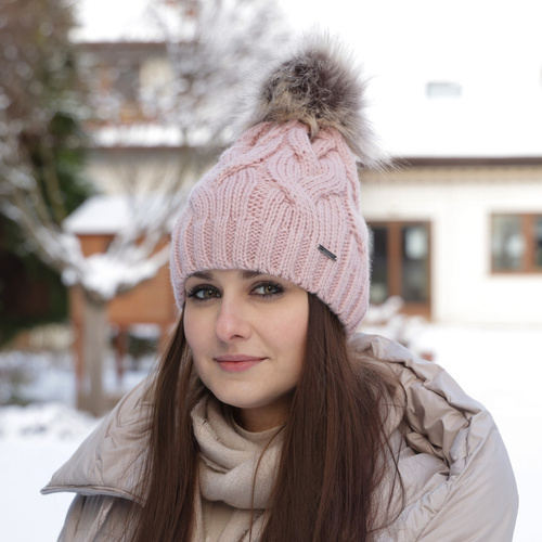 Dam vintermössa, vinter, lila, med pompom, Terri