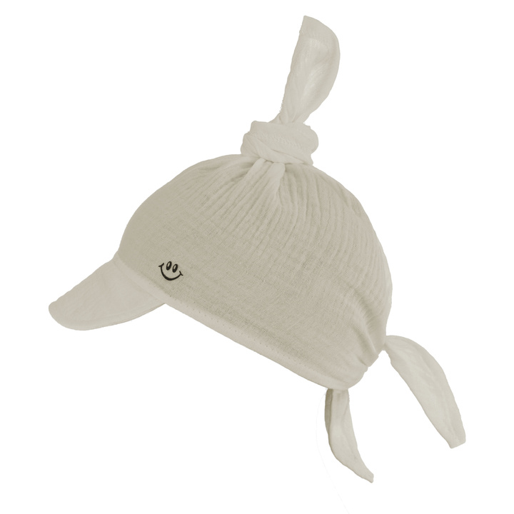 Pojke höst/vår muslin huvudduk med visir, beige, Kobo