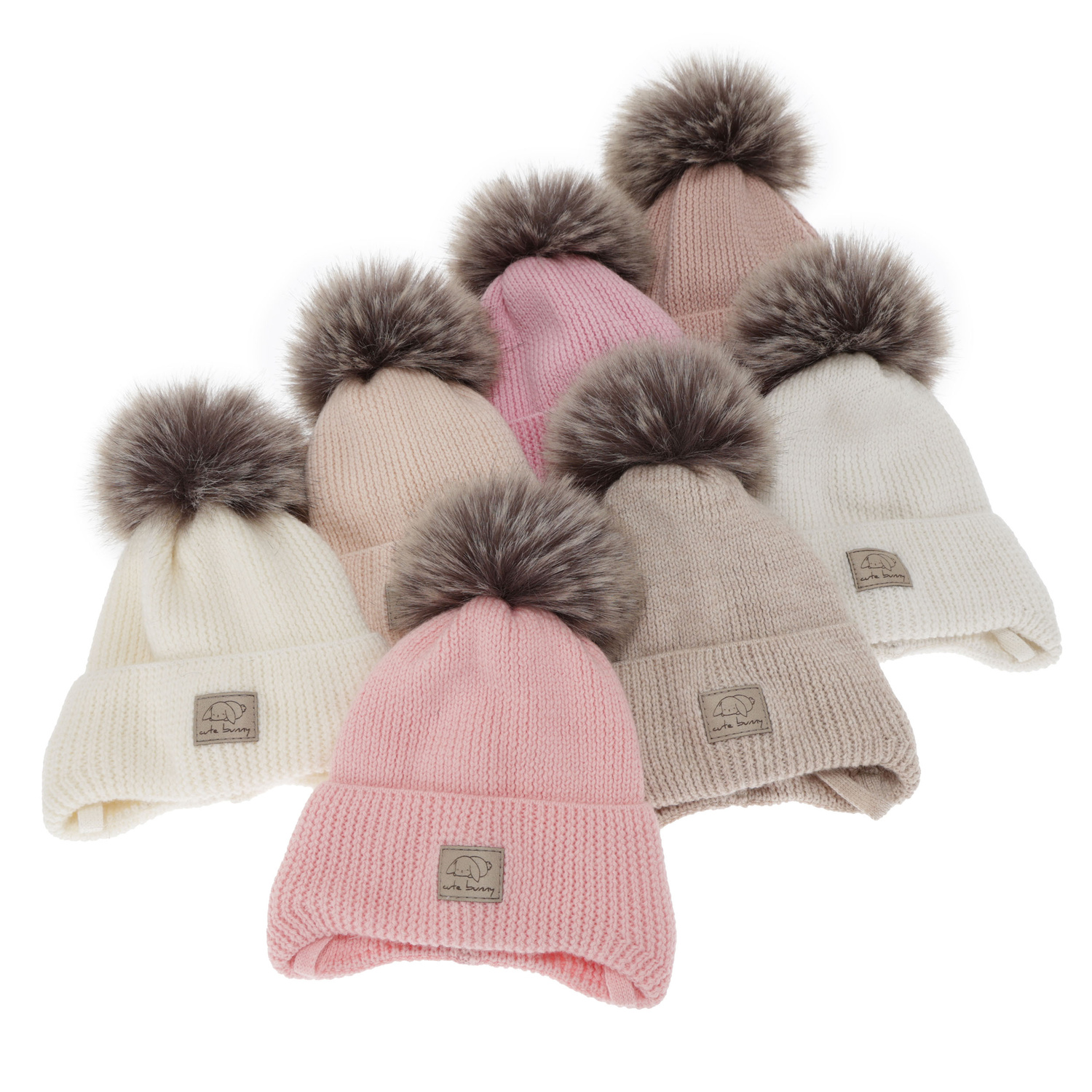 Flicka vintermössa, krämfärgad, med knytband, 100% Merino Ull, Jena