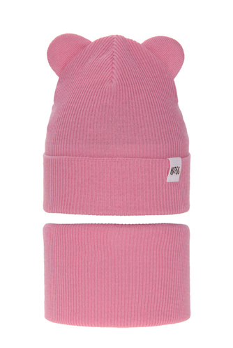 Flicka höst/vår set: mössa och tubhalsduk, rosa, med bomull, Kajra