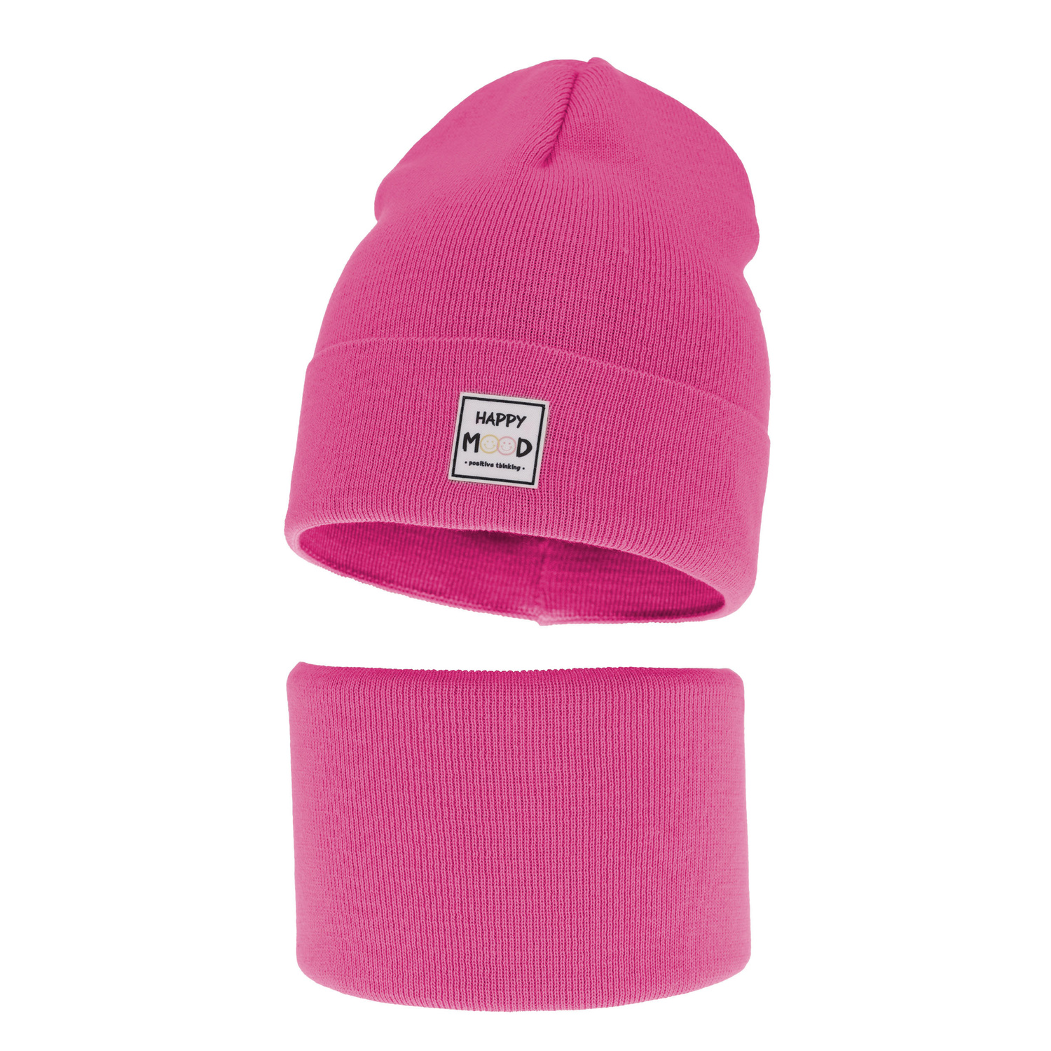 Flicka höst/vår set: mössa och tubhalsduk, rosa, med bomull, Mersila