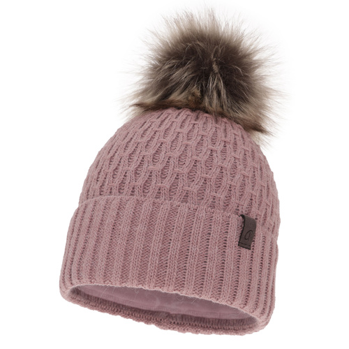 Dam vintermössa, rosa, med pompom, Gaba