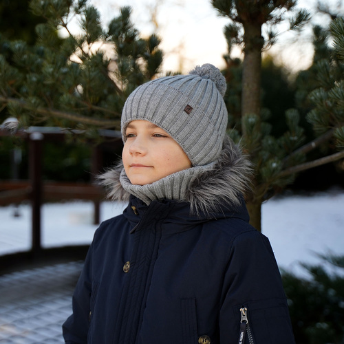 Pojke vinter set: mössa och halsduk, grön, med pompom, Wiliam