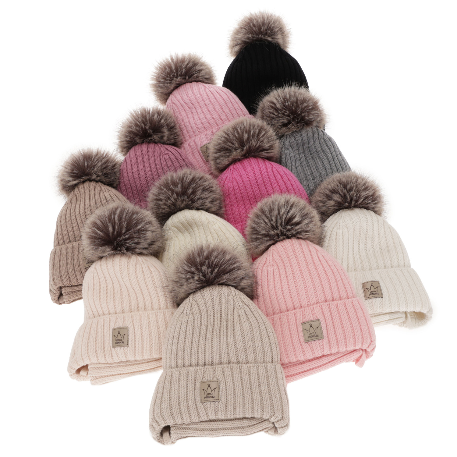 Flicka vinter set: mössa och tubhalsduk, svart, 100% Merino Ull, fodrad med ylle, med knytband, Martina