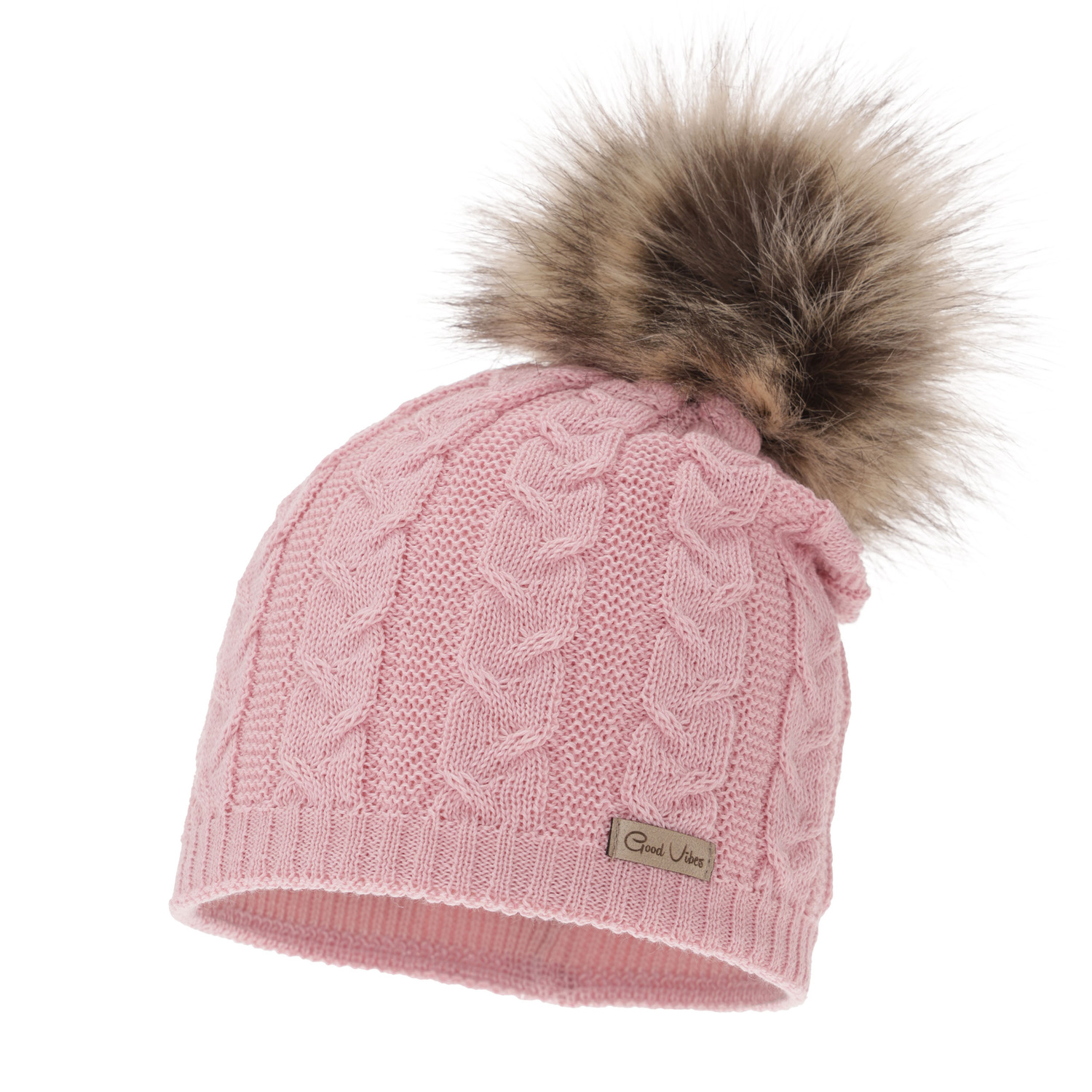 Dam vintermössa, rosa, med merinull, Bafi