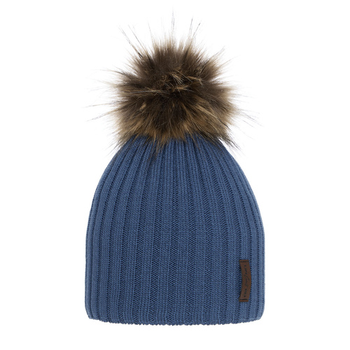 Pojke vintermössa, blå, med pompom, Amur