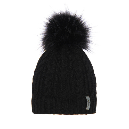 Dam vintermössa, svart, med pompom, Mirka