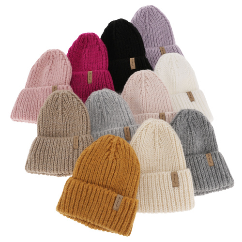Dam vintermössa, beige, med merinull, Caro