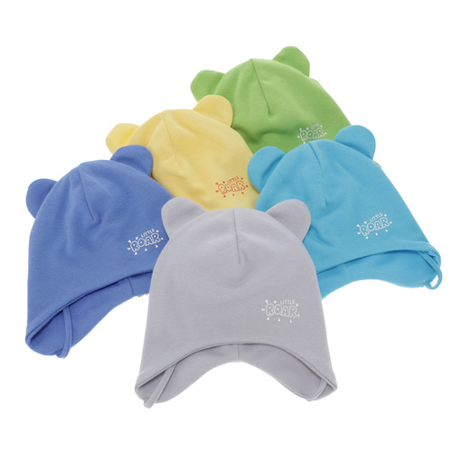 Pojke höst/vår mössa, blå, bomull, med knytband, Alrik