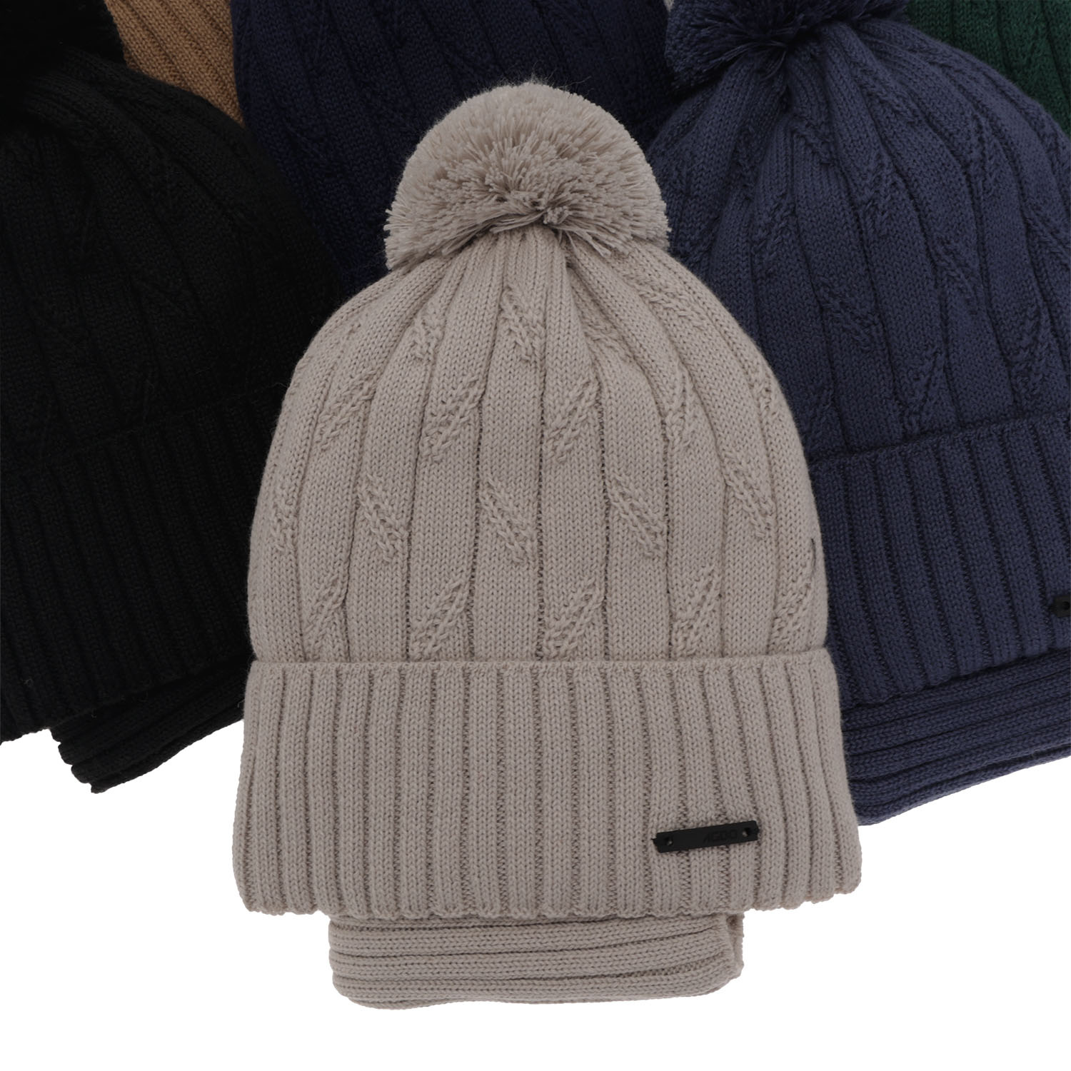 Pojke vinter set: mössa och halsduk, grå, med pompom, med merinull, Talar