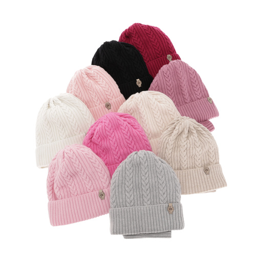 Flicka vinter set: mössa och tubhalsduk, rosa, 100% Merino Ull, Jenny
