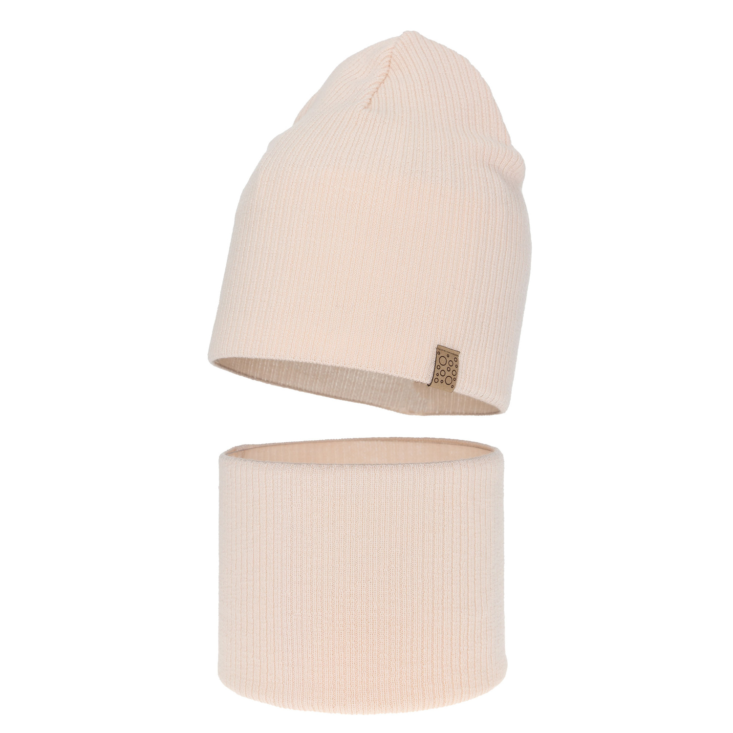 Flicka höst/vår set: mössa och tubhalsduk, rosa klar, 100% Merino Ull, Ricona