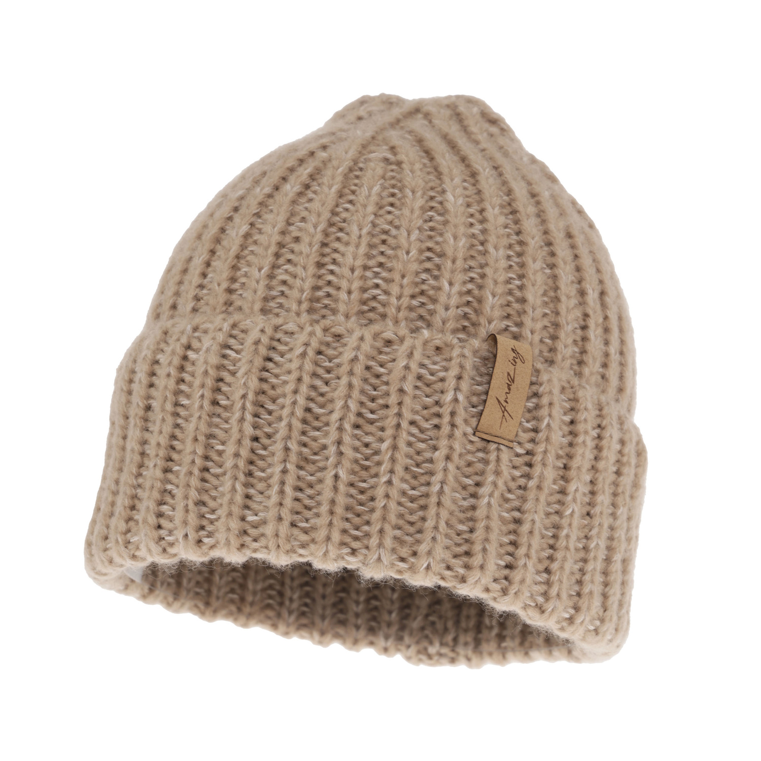 Dam vintermössa, beige, med merinull, Caro