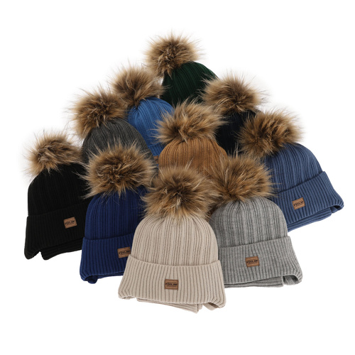 Pojke vinter set: mössa och halsduk, grå, med pompom, Eger